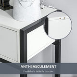 HOMCOM Console Table d'appoint Design dim. 120L x 34l x 81H cm 2 tiroirs métal Noir Panneaux Particules Blanc