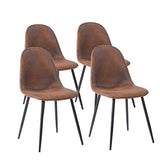 MEUBLE COSY Lot de 4 chaises de salle à manger Scandinave Fauteuil Salon Cuisine Pied Métal Noir Rétro Vintage en suédine Marron