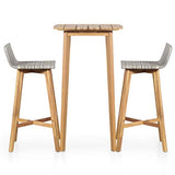 Festnight Ensemble de Bar d'Extérieur et Intérieur Ensemble Table et Chaises Résine Tressée Bois d'Acacia Marron et Gris Clair 3 pcs