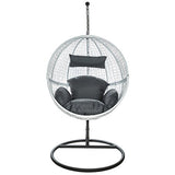 TecTake Chaise hamac avec Support en Résine Tressée Fauteuil Suspendu de Jardin Balancelle Transat - diverses Couleurs au Choix - (Blanc | No. 401775)