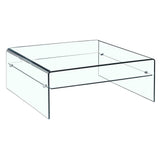 Meubletmoi Table Basse Verre trempé - Design carré avec étagère vitrée - Style Salon Moderne épuré - Ice