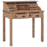 vidaXL Bois de Teck Massif Bureau Table d'Ordinateur Informatique Table d'Etude Table d'Ecriture Table de Travail Maison Salle d'Etude