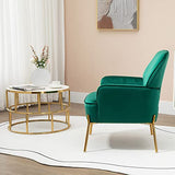 SEPNINE Fauteuil de Salon Moderne en Velours - pour Salon et Chambre à Coucher - Jusqu'à 135 kg (Vert)