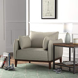 Marque Amazon - Stone & Beam Hillman Fauteuil pour salon style Mid-Century avec pieds et base en bois, 99 cm de large, Ivoire,