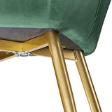 TecTake 800862 Lot de 4 Chaises de Salle à Manger Effet Velours Scandinave Pieds en Acier Dorés Élégant avec Accoudoirs – Diverses Couleurs (Vert Foncé)