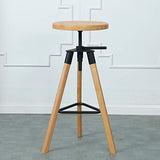 HXSM Tabouret De Bar Pivotants Tabourets De Cuisine en Bois Massif Hauteur Réglable Tabouret De Comptoir Chaise De Salle À Manger Ronde Industrielle Hauteur D’Assise De 65-75CM