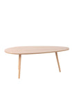 CLP Table Basse Herning I Table d'Appoint Design Plateau Élégant en MDF I 3 Pieds en Bois de Caoutchouc I Couleur : Nature, 120 cm