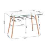 IPOTIUS Table Rectangulaire Salle à Manger en Verre Scandinave 4 à 6 Personnes Table de Cuisine Moderne avec Pieds en Bois et Cadre en Métal,110x70X75cm