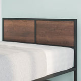 ZINUS 30 cm Mory Sommier plateforme en bois et en métal avec tête de lit en deux parties | Support à lattes en bois | Facile à monter | 180 x 200 cm | Marron