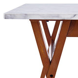 Teamson Home Table à Manger rectangulaire Faux marbre Blanc Pieds Noyer Ashton VNF-00079W