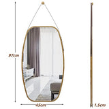 sogesfurniture Grand Miroir Mural Rectangulaire Miroir Suspendu Miroir Porte Miroir Rectangle Salle de Bain Deco Murale Salon Décoration Murale Design avec Sangle en Cuir Réglable 99x44.5x1.5cm