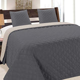 Euromat Couvre-lit double face 3 pièces 220 x 240, 180 x 220 + 2 taies d'oreiller Vigo gris blanc vert, Argenté/beige/gris 013., 220x240+2x40x40 cm