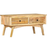 vidaXL Bois de Manguier Massif Table Basse Table d'Appoint avec 2 Tiroirs Table de Salon Table de Canapé Salle de Séjour Maison Intérieur 82x52x42 cm
