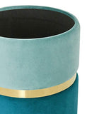 Suhu Pouf Tabouret Velours Coiffeuse de Rangement Repose Pied Rond de Salon Design Chaise Moderne Siège Vintage Deco en Métal Gold Bleuvert