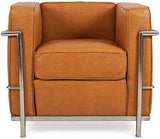 Fauteuil acier inox cuir italien noir marron cognac blanc
