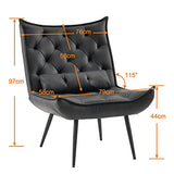 M MCombo Fauteuil de relaxation moderne pour salon, avec coussin de taille, style rétro, vintage, fauteuil de lecture, chaise de salon, fauteuil rembourré, en cuir synthétique, 4778-1 (gris foncé)