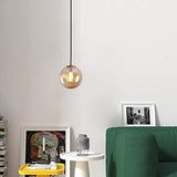 LFsem Plafonnier Simple Tête Coloré Ø15cm Globe En Verre Suspension E27 Loft Chambre Restaurant Suspension Lustre Simple Moderne (Ambre)