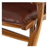 DENZZO - Fauteuil Confort Cuir Cognac et Bois
