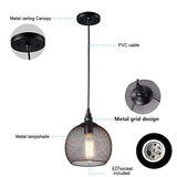 Mengjay Pendentif Industriel Rétro En Métal E27 Ampoule En Forme de Noir Fini Suspension Luminaire Suspendu Pour Cuisine Island Salle À Manger Ferme Pas D'Ampoule(Ø22 cm)