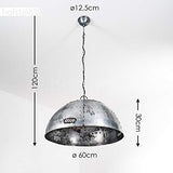 Suspension Svanfolk en métal gris effet rouille, lampe pendante rétro-industriel à hauteur variable, max. 121 cm, Ø 62, idéale dans un salon vintage, pour 1 ampoule E27 max 25 Watt, compatible LED