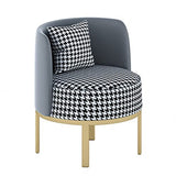 Fauteuil Relaxation,Fauteuil Salon Scandinave,Linge Pied de Poule Revêtement en Tissu,pour Salle Manger Salon Bureau Chambre(Color:Gris)