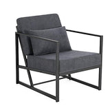Mingone Fauteuil de Salon Canapé Monoplace Rembourré Lounge Convertible Inclinable Chaise avec Accoudoirs et Dossier Lin Gris Foncé, 1