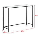 Table Console pour Salon Table d'Appoint Design Plateau en Verre Pieds en Acier 100 x 35 x 80 cm Noir