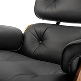 Fauteuil et Ottoman de mi-siècle, Chaise Moderne au Design Classique, Bois de Palissandre en Cuir à Grain supérieur, Version Grande