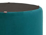 Suhu Pouf Tabouret Velours Coiffeuse de Rangement Repose Pied Rond de Salon Design Chaise Moderne Siège Vintage Deco en Métal Gold Bleuvert
