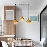 iDEGU Suspension Luminaire Industrielle Lustre Plafonniers Design Edison Métal 3 Lampes Suspension, Ø 220mm (50cm, Laiton / Doré )
