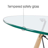 H.J WeDoo Ronde Table en Verre Table de Salle à Manger Scandinave Diamètre 80cm Moderne Style Nordique HxD: 75 x 80 cm en Verre trempé, Transparent
