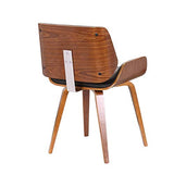 folk Style rétro Simili Cuir à Manger Chaise de Bureau en Bois Finitions Noyer (Noir Faux Cuir/Coussin de siège rectangulaire)