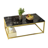 Tables basses de salon Table basse moderne pour le salon | Table de Cocktail de Table Rectangulaire en Marbre Mid-Century | Bureau Accueil Table de canapé d'extrémité | avec étagère de rangement | N