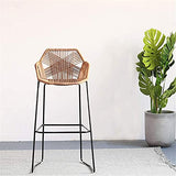 Tabouret en métal Tabouret Tabouret à la Main Chaise à Barres de rotin pour Le Petit-déjeuner Cuisine Bistro Coffee Pub 65cm