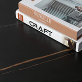 FATIVO Table Basse Marbre de Salon: Table Café Industrielle Rectangulaire Design Table Basse Noir Moderne Scantinave en Pierre Frittée Grand Plateau pour Salon Bureau Café - Noir 100x60x43cm