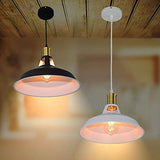 HLigExp Suspension industrielle,plafonnier rétro blanc classique, abat-jour suspendu en métal blanc rétro (câble réglable), très approprié pour café,bar ou cuisine E27(sans ampoule)[A-level energy ++]