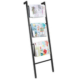 mDesign échelle pour Serviettes Pose Libre pour la Salle de Bain – Porte-Serviette Design sur Pied à 4 Rails en métal – Porte-Serviette INOX à Poser ou Porte-vêtement ou Porte-journaux – Noir Mat