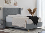 Lit Double en Tissu capitonné Gris Margot 160x200 cm