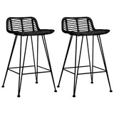 vidaXL 2X Chaises de Bar Tabourets de Bar Siège de Bistrot Chaise de Comptoir Tabouret de Bistrot Tabouret de Comptoir Fauteuil de Bar Noir Résine Tressée