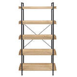 WOLTU Étagère de Rangement Bibliothèque en Bois et Métal à 5 Niveaux, Style Industriel 91x25,5x173 cm, Noir+ Chêne Clair RGB12hei