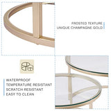 Huuryoudo Lot de 2 Tables Basses en Verre doré avec Structure en métal - Table d'appoint Ronde pour Balcon, canapé, Table avec Petite Table de Salon, Plateau en Verre doré