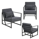 Mingone Fauteuil de Salon Canapé Monoplace Rembourré Lounge Convertible Inclinable Chaise avec Accoudoirs et Dossier Lin Gris Foncé, 1