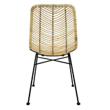 Rendez vous déco - Chaise en Rotin Naturel - Tamara - Chaise Salle à Manger/Cuisine - Lot 2 Chaises - Piètement Métal