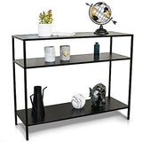 WENKO Console Meuble Style Industriel, Petite Console étroite, Meuble entrée - Bureau d'appoint, 3 Plateaux de Rangement, métal - MDF, L100xH80xL35 cm, Noir