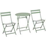 Outsunny Salon de Jardin 2 Personnes - Ensemble Table bistrot Chaise Jardin Pliable - Ensemble bistrot de Jardin - Table Ronde Ø 60 cm avec 2 chaises Pliantes - métal thermolaqué Vert