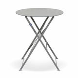 Alice's Garden - Salon de Jardin bistrot Pliable - Emilia Rond Gris Taupe - Table Ø60cm avec Deux chaises Pliantes. Acier thermolaqué