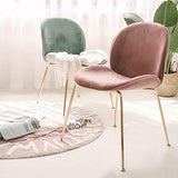 Chaise de Salle à Manger en Velours, Tabouret de Coiffeuse Nordique avec Assise et Dossier rembourrés, chaises de Loisirs avec Pieds en métal doré, chaises de Bureau, Rose