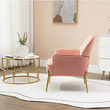 SEPNINE Fauteuil de Salon Moderne en Velours - pour Salon et Chambre à Coucher - Jusqu'à 135 kg (Rose)