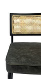 Sensoreve - Chaise TOLIMAN Cannage & Coussin Confort pour Salon/Salle à Manger, Tissage en Cannes de rotin Naturel, Cadre en Bois Naturel (Bois Noir/Assise Cuir Gris)