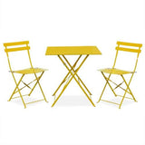 Salon de Jardin bistrot Pliable - Emilia carré Jaune - Table 70x70cm avec Deux chaises Pliantes, Acier thermolaqué